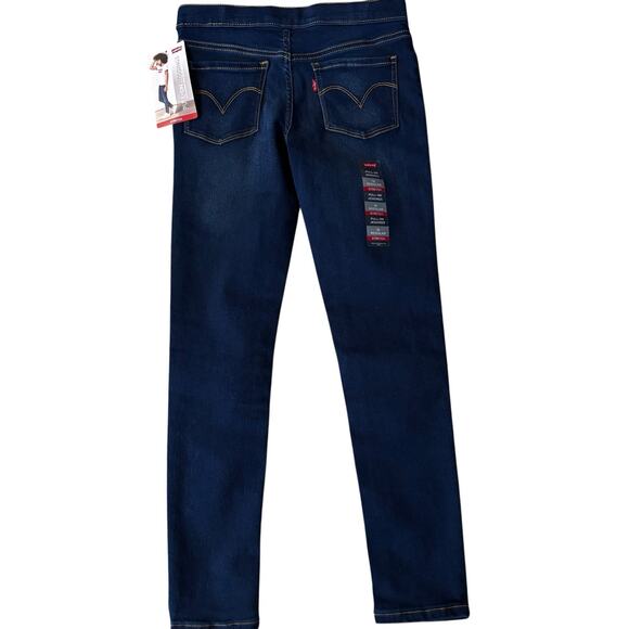 Levi's Flex Stretch Pull On Jeggings Dark Blue Denim Jean Girls Size 12 Regular - Picture 1 of 5
